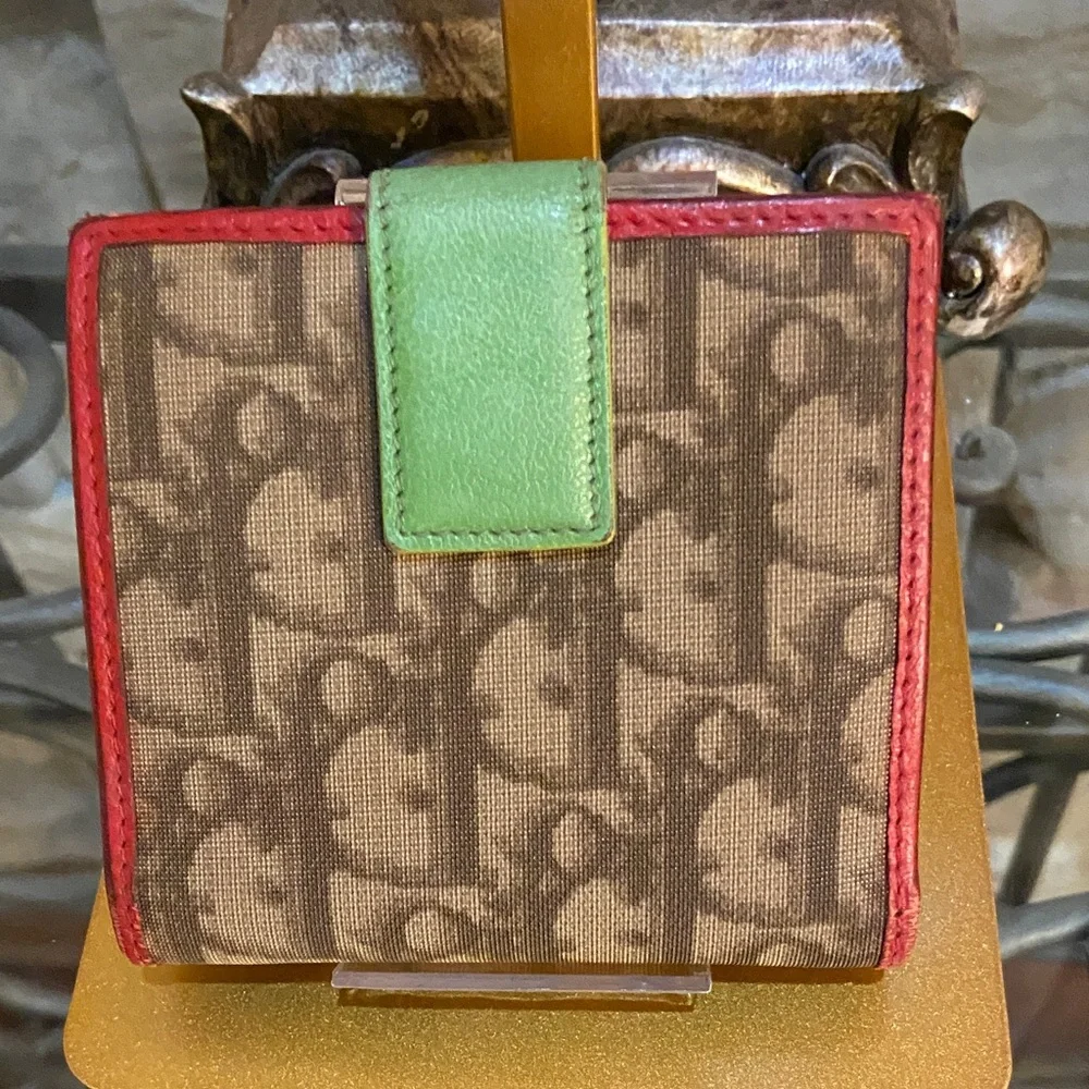 Dior Brown and Red Wallet with Yellow Accent #2